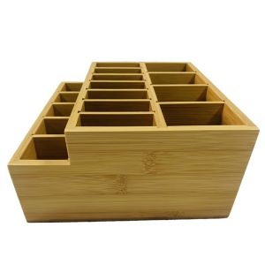 Pull Partition Bamboo Cosmetic Containers Wooden Makeup Box