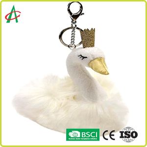 CPSIA Stuffed Swan Princess Flash Key Chain For Girls