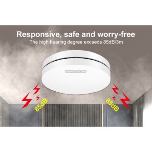 Wifi Smoke Alarm Detector Battery Tuya Wifi App Control With LED Light