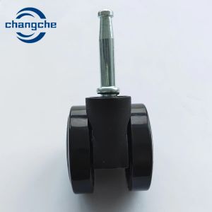 Oblique Stem Movable Wheel With Stop 50mm Black PU Furniture Caster