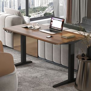 Wooden Grain Sit Standing Electric Table for Learning Adjustable Height Double