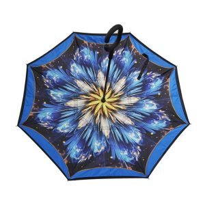 Custom Fiberglass Frame Reverse Inverted Umbrella Double Layer With C Shape