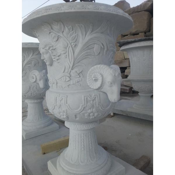 White Marble Flowerpot for building