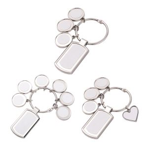 Custom Promotional Gift Keychain Blank Design Sublimation Charms Set Keychains With 3 Tags