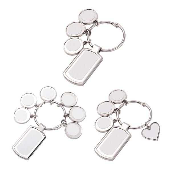 Quality Custom Promotional Gift Keychain Blank Design Sublimation Charms Set Keychains With 3 Tags for sale