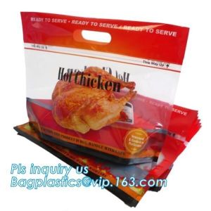 Anti Fog Material Resealabele Plastic Hot Chicken Bag, slide zipper pet