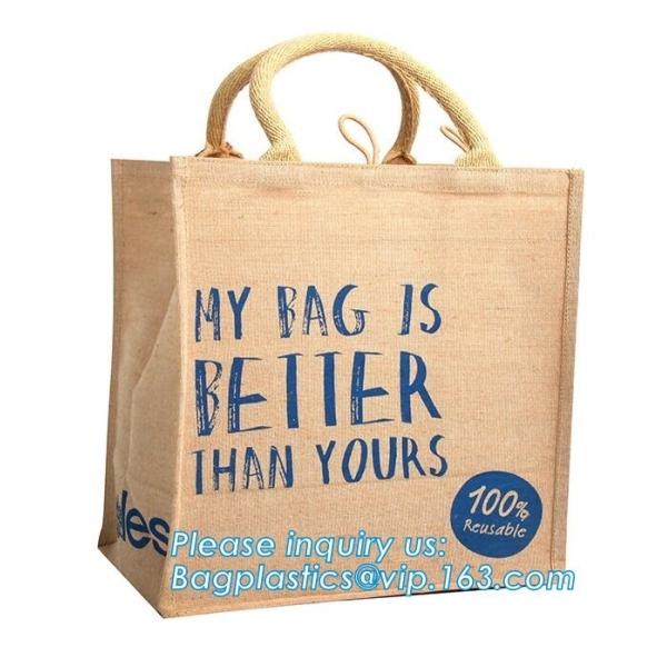 eco friendly small standard size foldable natural jute shopping bag handle