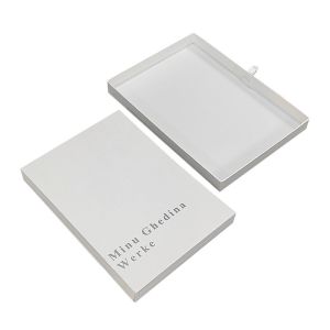 White Box With Texture Pattern Simple Elegant With Logo Silver Shiny Cardboard