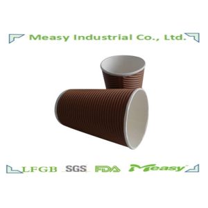 16OZ / 12oz Ripple Paper Cups Insulated Corrugated Paper Brown Black Printed