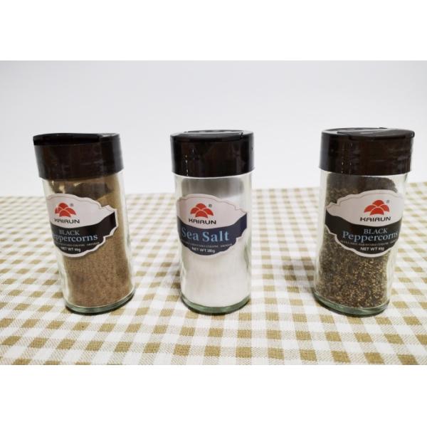 Plastic Flip Cap Round Glass Jars For Essential Kitchen Items