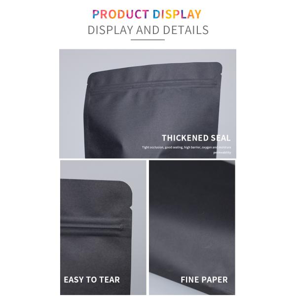 Recyclable Black Kraft No Printing Stock Pouch Customized With Zipper