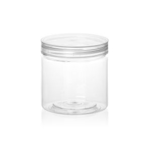 Transparent Clear Plastic Cylinder Containers Food Canned with Screwing Cap
