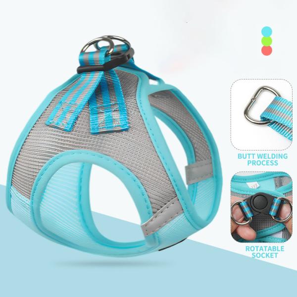 Quality Personalized Private Label Adjustable Custom Designer Breathable Mesh Cloth Pet Dog Harness Leash Logo Customized for sale