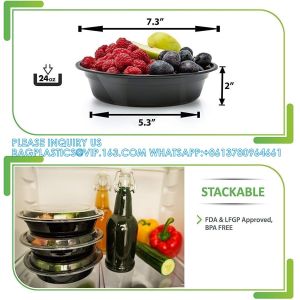 28 Oz Round Plastic Containers With Airtight Lids Microwavable, Freezer And
