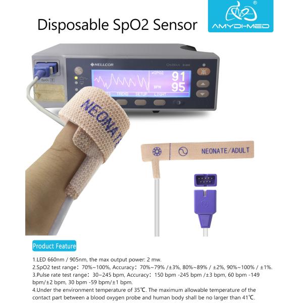Amydi Med Disposable Pediatric Spo2 Sensor Ohmeda DB9 9Pin Non Woven Class II
