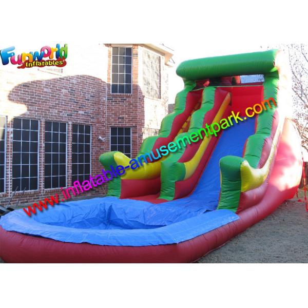 Quality Big Rainbow Wave Backyard Inflatable Water Slides With Splash Pool for sale