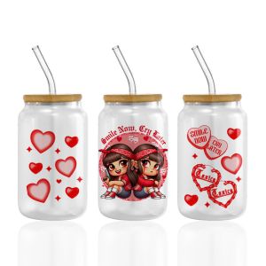 Wholesale Custom Logo UV DTF Cup Wrap Transfers For Libbey Glass Tumbler Valentine'S Day Cups Wraps from china suppliers