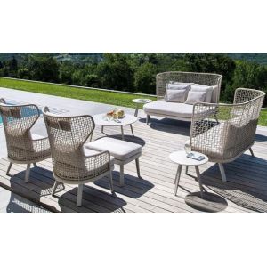 Wholesale High back Aluminum Rope outdoor sofa set high density sponge garden sofa set from china suppliers