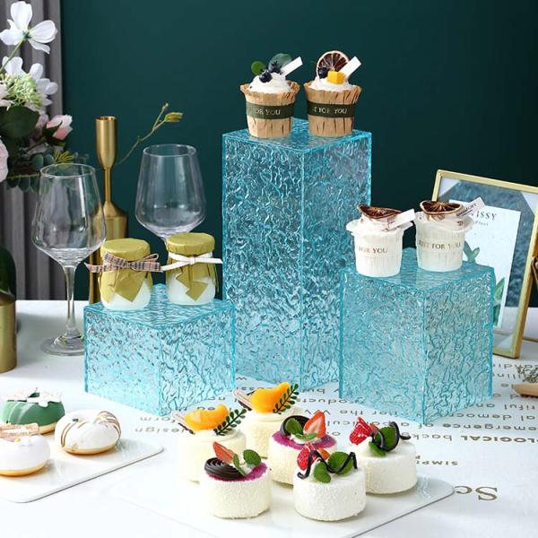 Custom Acrylic buffet Stand Buffet Riser iriddescent fancy wedding acrylic banquets catered food cakes Dessert display stand