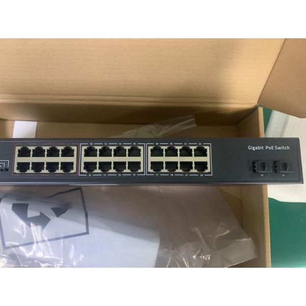 24 Port CCTV PoE Switch Gigabit Network SFP Optical Uplink Unmanaged 300W Budget
