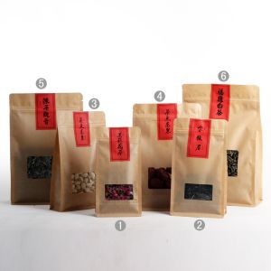 Moisture Proof Flat Bottom Laminated Tea Bags Packaging With Zipper And Window