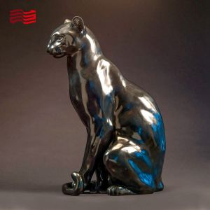 Art Decoration Life-Size Bronze Panther Sculpture with Polished Finish in Custom