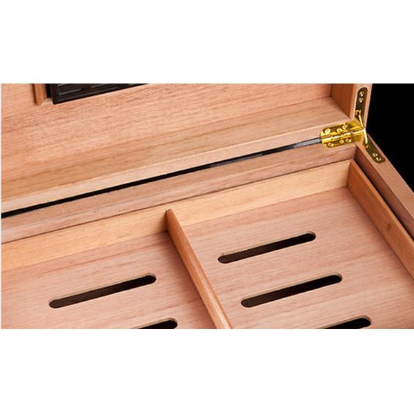 Blue Desktop Cigar Box Solid Hinged Closure Lacquered Cigar Humidor With Hygrometer