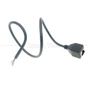 Female RJ45 Jack Socket to Open Tinned Soldering 8 Wires Bare End Pigtail