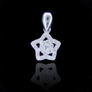 Peace Symbol 925 Cubic Zirconia Round Pendant With Sample Tree Design