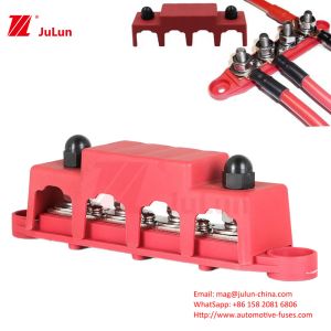 High Quanlity Red Marine Grade Bus Bar 4 Studs Junction Block With Cover M10