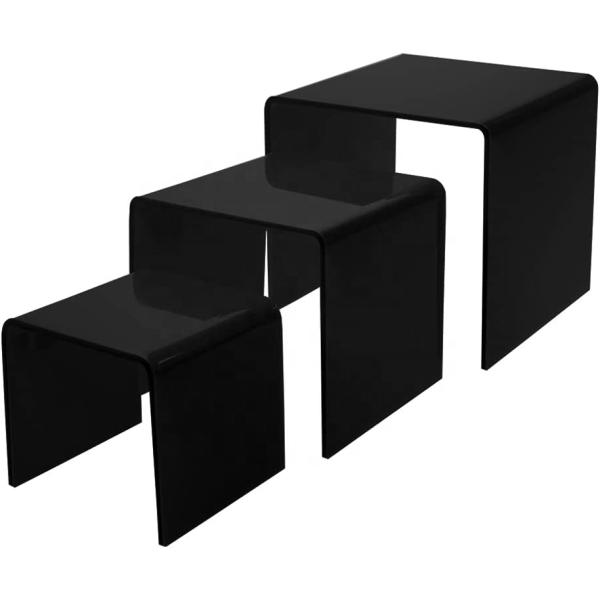 U Shaped Set Of 3 Plexiglass Stacking Scroll Risers Lucite Display Risers Pedestal
