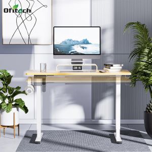 Custom Walnut Wood Grain Electric Height Adjustable Lifting Desk for Office