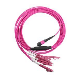 Wholesale MPO patch cord MPO-LC MPO/MTP to 6 x LC UPC Duplex 12 Fibers OM4 MM Type A Breakout Patch Cord 5 meter 10 meter from china suppliers