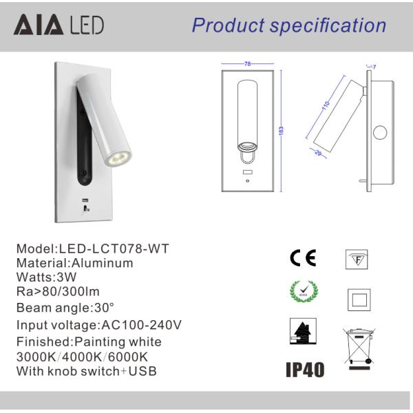 Modern flexible LED reading light/indoor led headboard wall light bedside wall light for hotel decoration