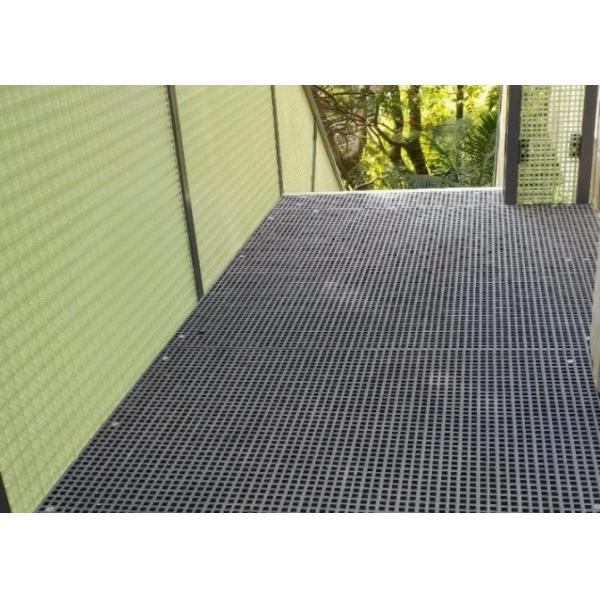 38mm Thickness FRP Pultruded Grating With Gritted Surface And Bolt Fixing