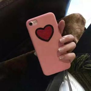 Wholesale Soft Fiber Handmade Love Shape Pasted Cell Phone Case Cover for iPhone 7 6s Plus from china suppliers
