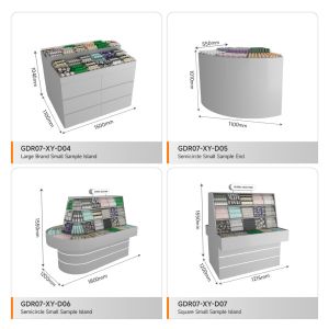 Retail Store Stand Grey Wooden Sample Island For Customized Display Furniture