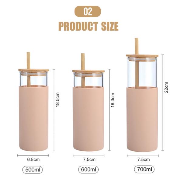 Customised Transparent 500ML Glass Tumbler Reusable Glass Water Bottle With Silicone Sleeve And Straw Applied As Gifts For Employees Friends Coworkers