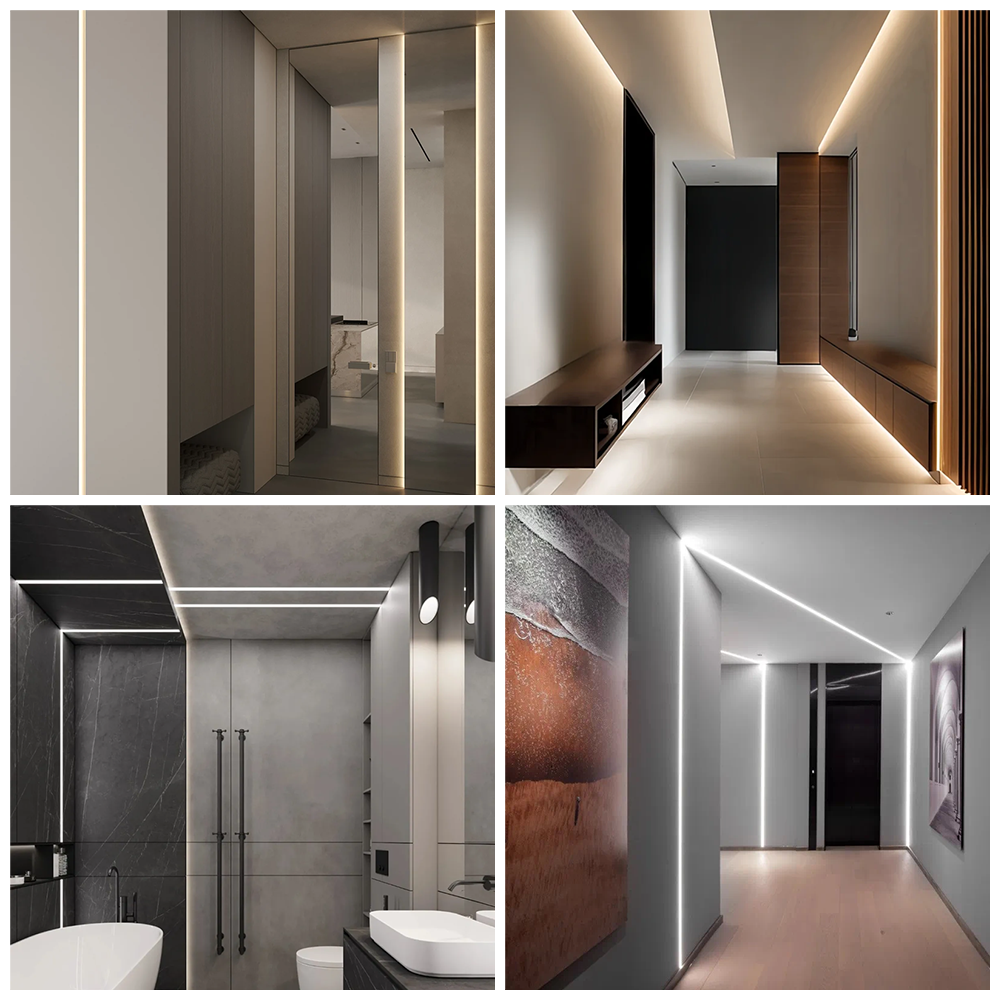 Close-up view of LED aluminum profile construction