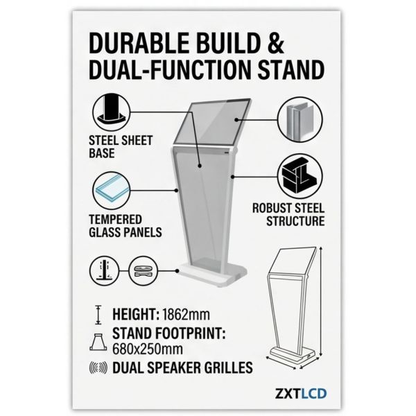 30 inch High Brightness Transparent OLED Display Stand Full Color Capacitive Touch Ag Glass Floor Stand for Welcome Display