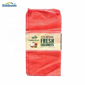 Drawstring HDPE Red Polypropylene Pp Leno Mesh Packing Bag with Label