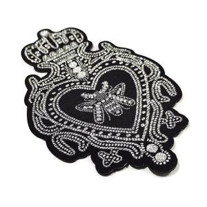 Metallic Logo Bee Embroidery Patch , Custom Woven Badges Personalised