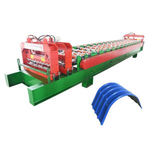 China trapezoid roof panel cold Sheet Metal Roll Forming Machines add crimping on sale
