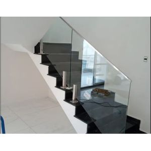 Sanding Metal Frame Handrail Glass Balustrade With High Durability Weather