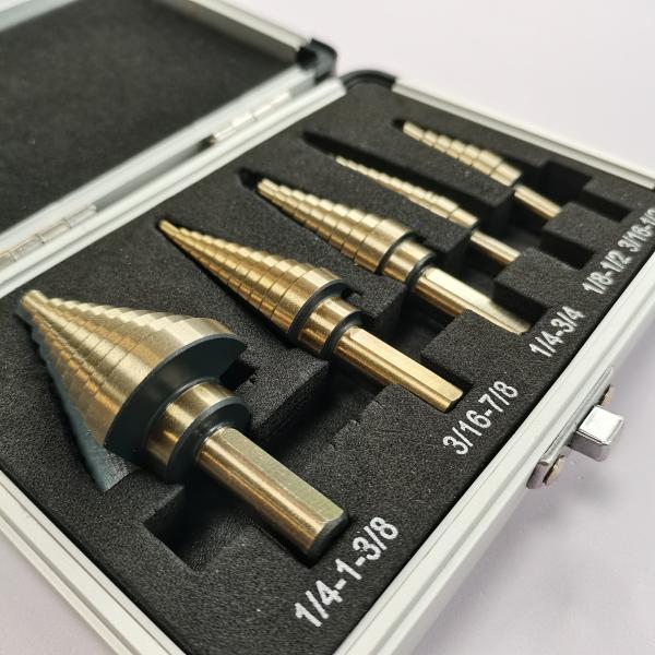 Quality 5pcs HSS Titanium Step Cone Taper Triangle Shank Drill Bit for sale