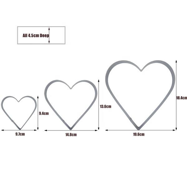 RK Bakeware China Foodservice NSF Heart Shape Cake Baking Mold , Stainless Steel Heart Molding Mousse Cake Rings