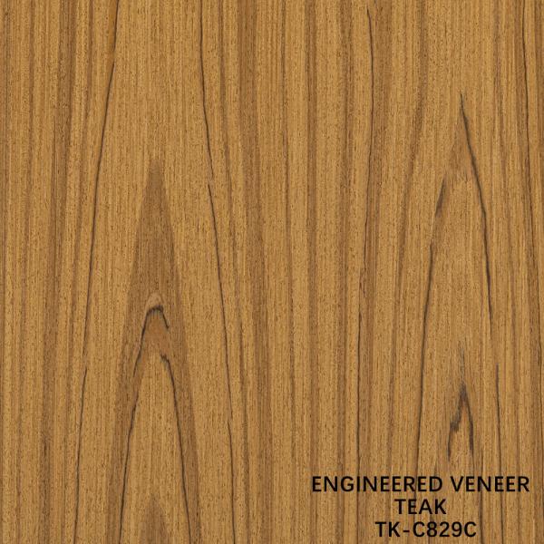 Engineered Teak Wood Veneer Sheet Faced Fancy Panel Crown Grain 0.55mm Thickness