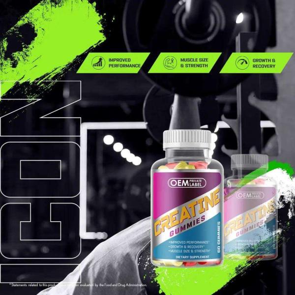 Customized Pre Workout Supplement Creatine Monohydrate Gummy Sugar Free Creatine Gummies For Build Muscle And Strength