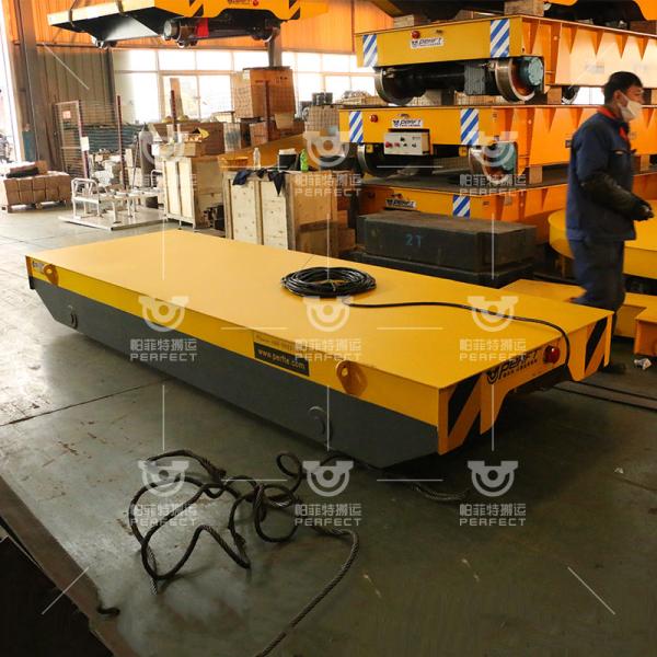 Rail Traveling Flat Electric Transfer Cart Customized 5 Ton Tow Cable Power