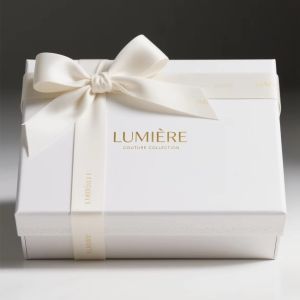 Custom Gold Stamped Gift Box with Ribbon for Clothing Packaging